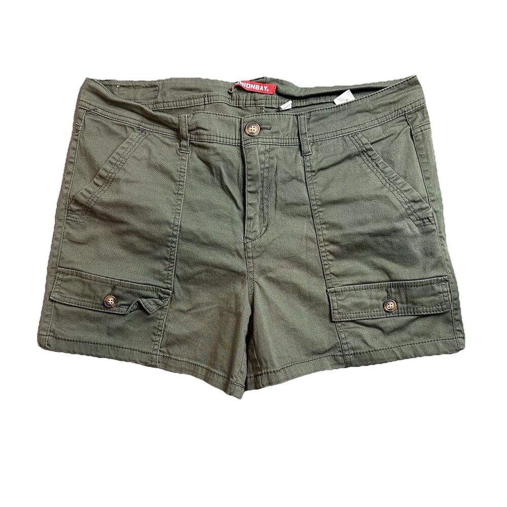 Unionbay Womens 17 33W Cargo Shorts Green Mid Rise Casual Outdoor EUC